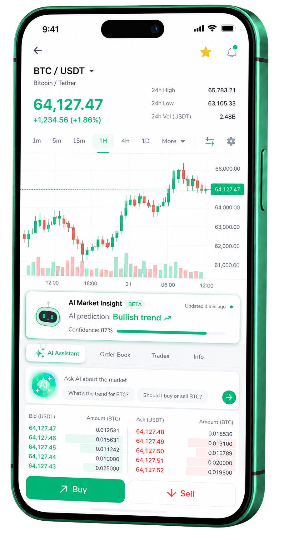 Treu Vermostein Mobile‑Trading‑App auf einem Smartphone